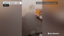 Dust storm in India sends debris flying