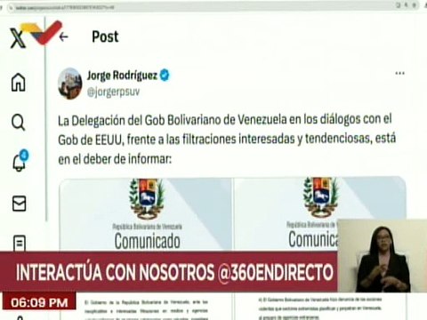 Venezuela realiza precisiones de los encuentros realizados con el Gobierno de los Estados Unidos