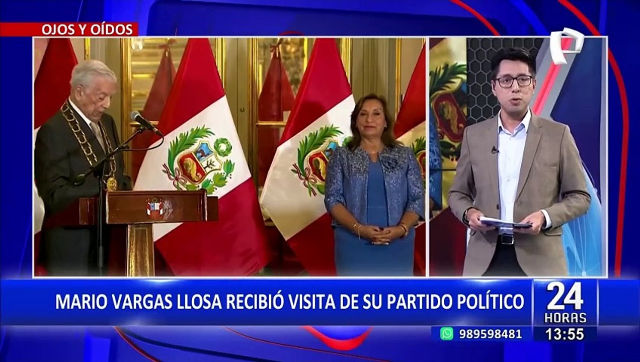 Miembros del partido ‘Libertad Popular’ visitan a Mario Vargas Llosa por su cumpleaños