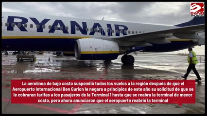 Reanuda RyanAir vuelos a Israel a partir de junio