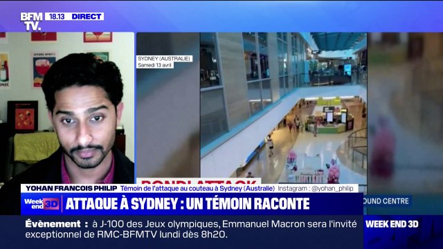 J'ai vu l'assaillant tomber avec cet énorme couteau dans sa main droite , raconte Yohan Francois Philip, témoin de l'attaque au couteau à Sydney