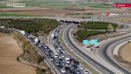 70 kilometrelik araç kuyruğu