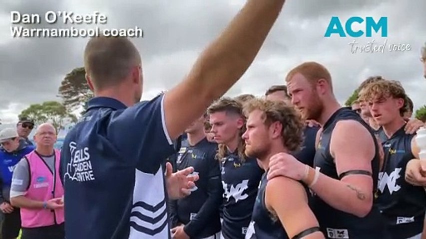 Watch: Warrnambool coach Dan O'Keefe addresses his players in round two