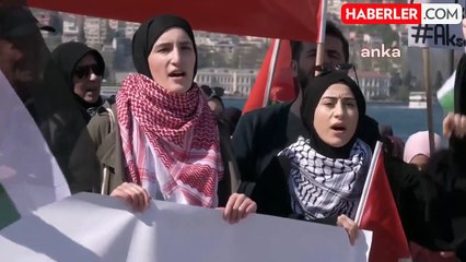 İstanbul Üsküdar Sahilinde İsrail'e Karşı Ambargo Talebi