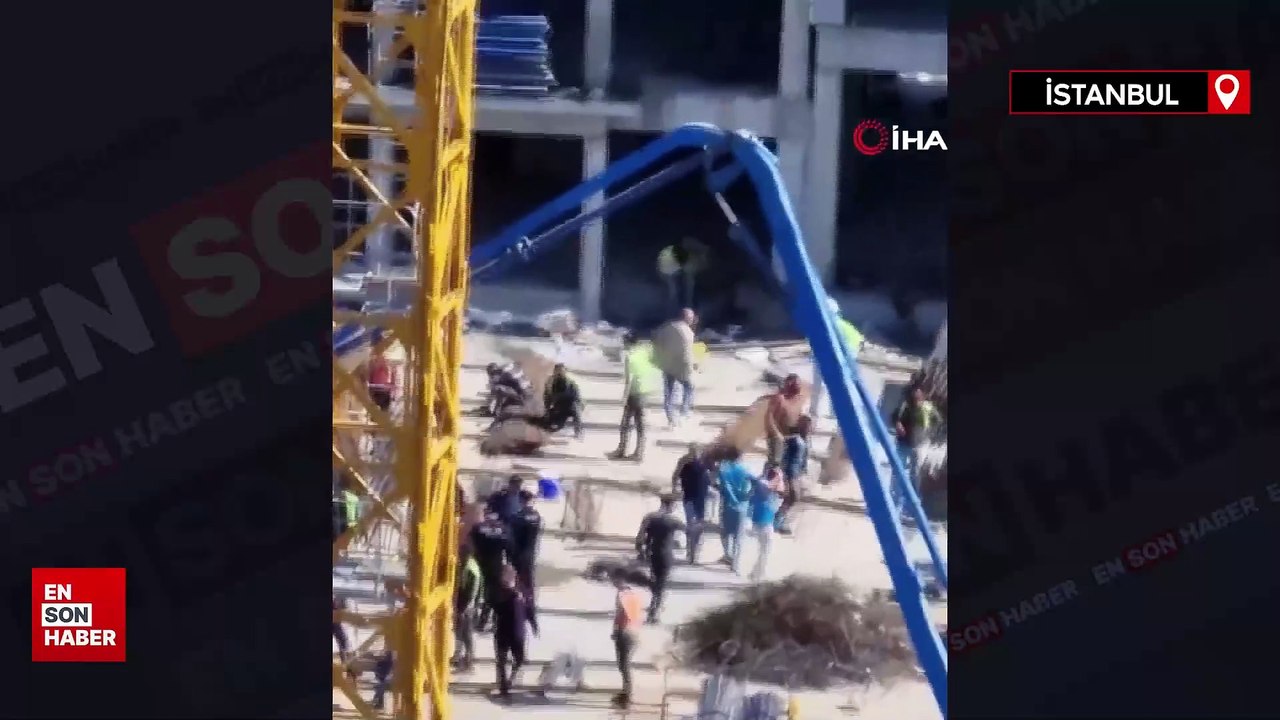Ataşehir’de inşaat alanında mobil vinç devrildi