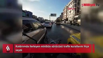 Avcılar’da kaldırımdan giden minibüs sürücüsü kamerada