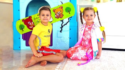 Diana and Roma funny stories with sticky tape