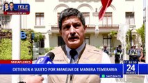 Detiene a sujeto por manejar de manera temeraria en el Parque Kennedy de Miraflores