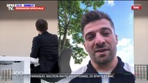 Emmanuel Macron salue la réaction du plongeur Alexis Jandard qui avait chuté lors de l'inauguration du centre aquatique olympique