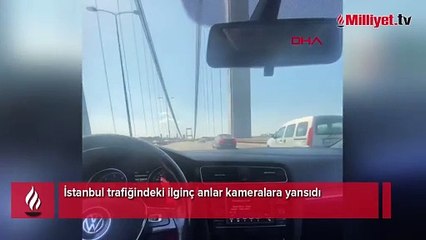 İstanbul trafiğindeki ilginç anlar kamerada