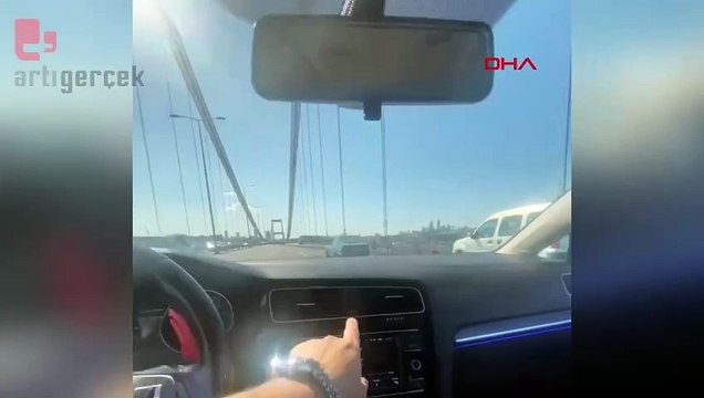 Arabanın tekerleği Fatih Sultan Mehmet Köprüsü'nde fırladı
