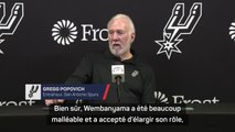 Spurs - Popovich parle des progrès de Wembanyama : 