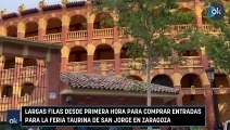 Largas filas desde primera hora para comprar entradas para la feria taurina de San Jorge en Zaragoza