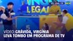 Grávida de 4 meses, Virgínia leva tombo em programa de TV