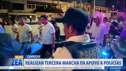 Realizan tercera marcha en apoyo a los policías de Campeche