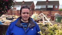 Piles of rubbish and building materials left behind after demolition of house