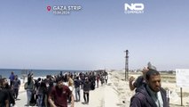 تلاش هزاران آواره فلسطینی برای بازگشت به شمال غزه همزمان با بمباران جنگنده‌های اسرائیل