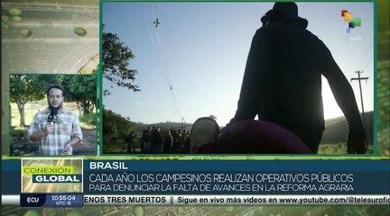 Grupo de Movimiento Sin Tierra exigen avance de reforma agraria en Brasil