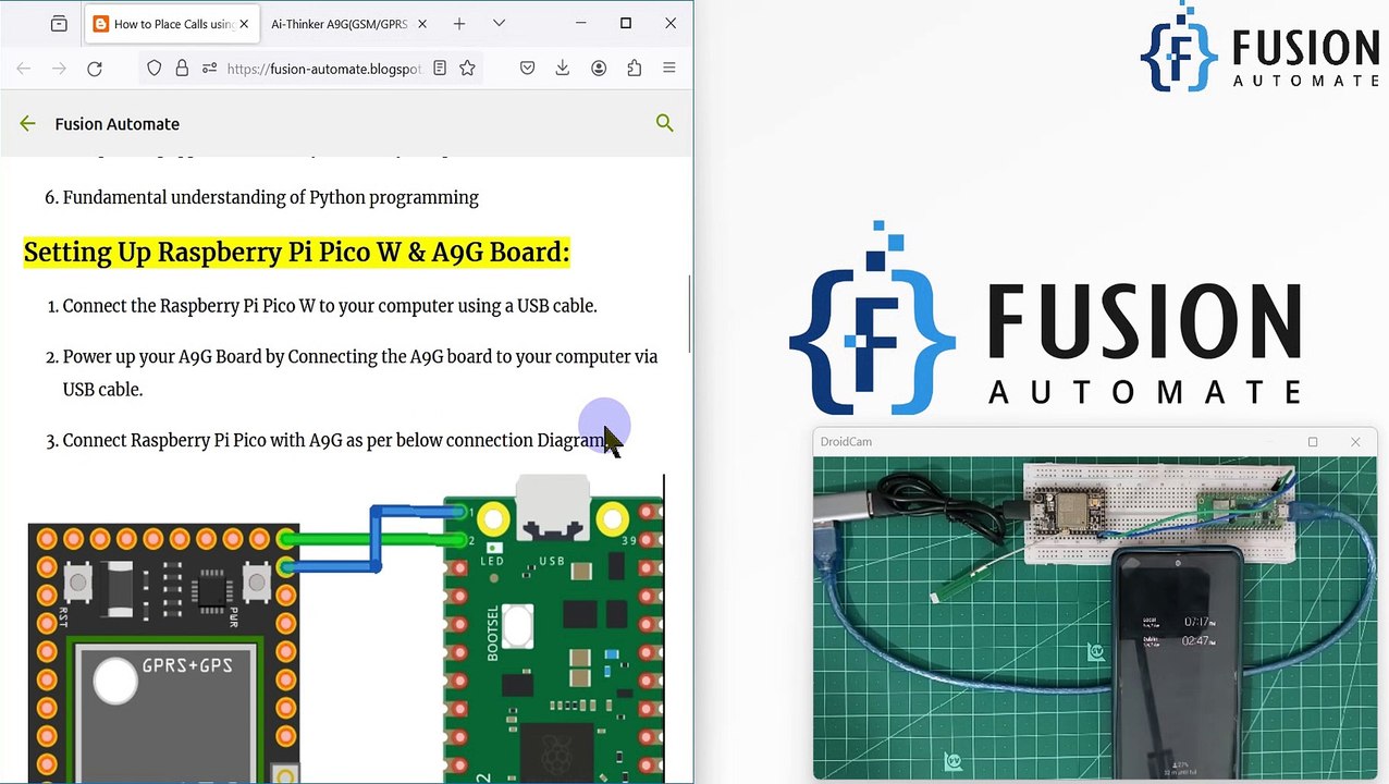 How to Place Calls from A9G Board by Sending AT Commands from Raspberry Pi Pico W using MicroPython