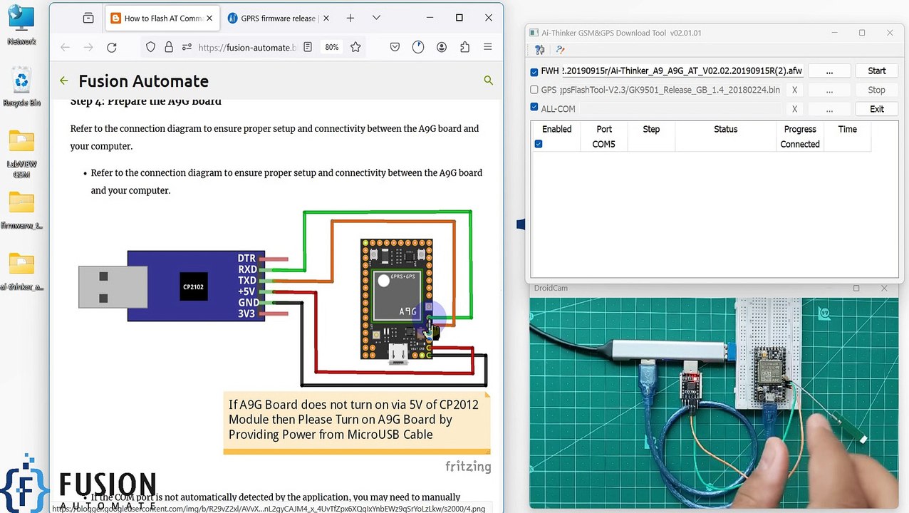 Step by Step Guide on How to Flash the AT Commands Firmware in A9G(GSM/GPRS + GPS) Board | IoT |
