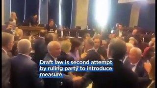 Mass brawl breaks out in Georgian parliament over controversial media law