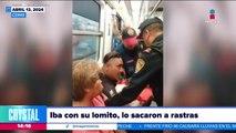 Policías sacan a un hombre y a su perrito del Metro de la CDMX
