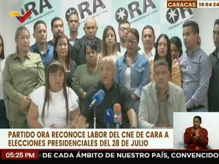 Caracas | Partido ORA reconoce la labor del CNE de cara a los comicios del 28-J