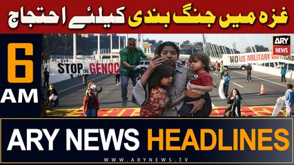 ARY News 6 AM Headlines | 16th April 2024 | Gaza Mein Jung Bandi Ke Liye Ehtijaj