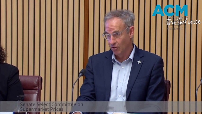 Fiery exchange in a senate inquiry into supermarket praice and competition Woolworths chief executive Brad Banducci is accused by Greens senator Nick McKim of cherry-picking figures on profitability. Source: Parlview.