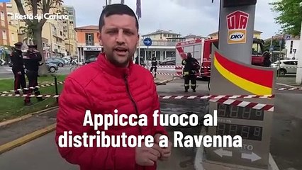 Appicca fuoco al distributore a Ravenna: il video