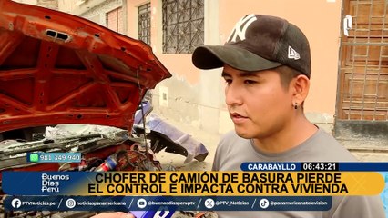 Camión de basura pierde el control en Carabayllo: destroza auto y genera daños en vivienda