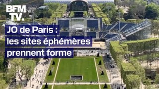 JO 2024: les stades temporaires sortent de terre au pied des monuments parisiens