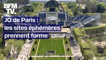 Download Video: JO 2024: les stades temporaires sortent de terre au pied des monuments parisiens