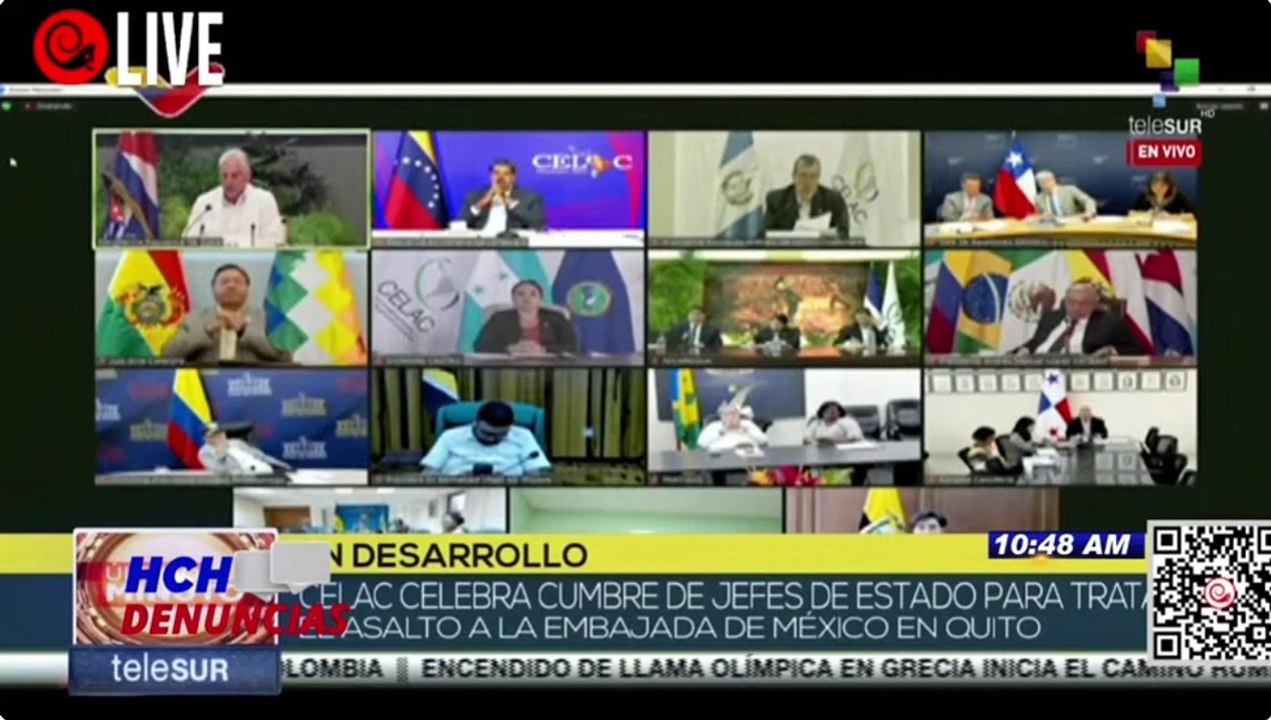 Desarrollan Cumbre Virtual Extraordinaria de la CELAC, para tratar "violaciones por parte de Ecuador"