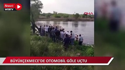 Büyükçekmece ‘de otomobil göle uçtu