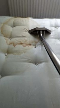 Filthy Mattress Discovered In Popular Airbnb Steam Cleaning Pee Stain. Always Check Under The Bed Sheets