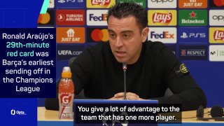 'It ruins the tie' - Xavi bemoans Araújo red card after UCL exit