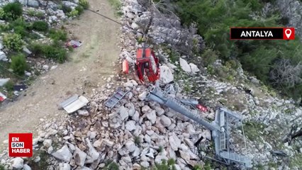 Antalya'da teleferik kazasından sonra geriye kalanlar görüntülendi