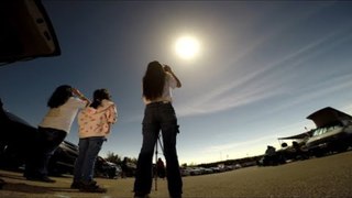 Girl and Family Experience 2024 Total Solar Eclipse in Poplar Bluff, Missouri