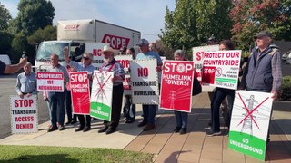 HumeLink Action Group staged a protest against the energy infrastructure project at the Wagga RSL on April 17, 2024.