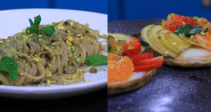 Spaghettis avec sauce aubergine, Tartelettes aux fruits - Koujinetna haka 3 Ep 57