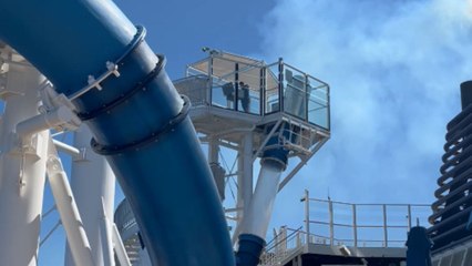 Mom weirdly gets stuck in a water slide on a cruise ship