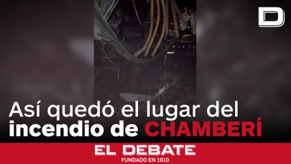 Así ha quedado el cuarto de contadores incendiado en un edificio de viviendas de Chamberí