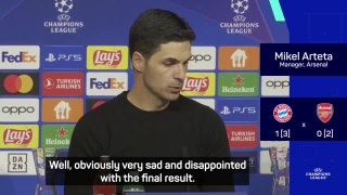 Arteta 'sad and disappointed' after UCL exit
