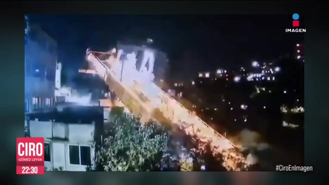 Se desploma enorme lanzadora de la construcción del Tren Interurbano México-Toluca