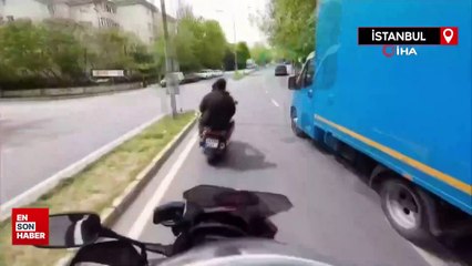 Beylikdüzü'nde polisten kaçan motosikletliler kask kamerasında