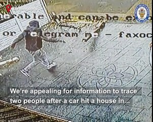 Suspicious moment a car hits a house in Birmingham and two men flee the scene