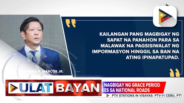 PBBM, nagbigay ng grace period sa ban ng e-trikes at e-bikes sa national roads