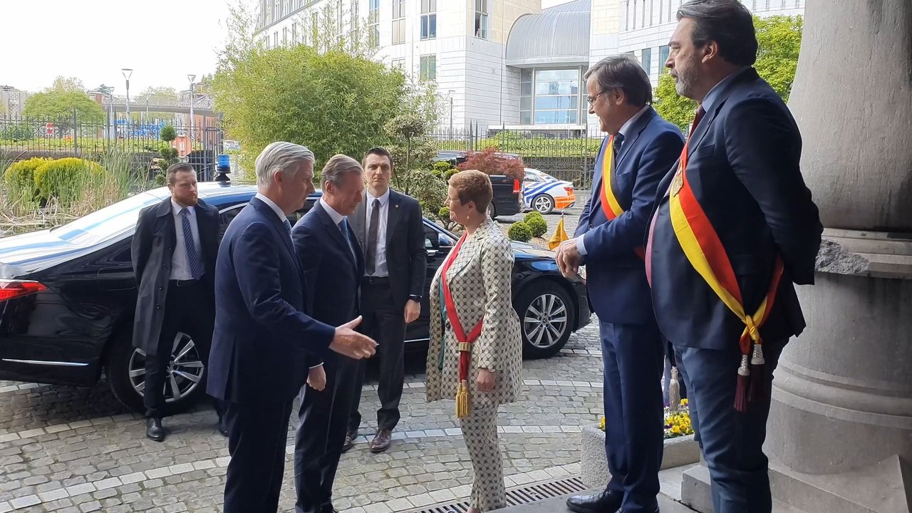Le couple royal grand-ducal en visite au Palais des Princes Evêques dans le cadre de la visite d'État en Belgique