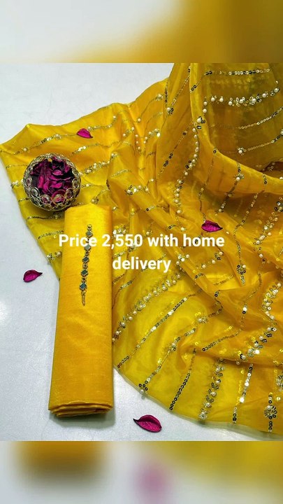 Tissue Organza Fabric Sequence Tilla and Sitara Embroidered